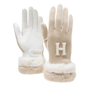 [헤지스골프]베이지 여성 손목 퍼장식 겨울 골프 장갑(HWGV5F701I1)