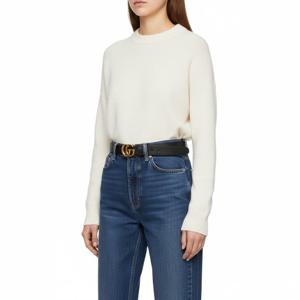 구찌5F 409417 AP00T 1000 여성 더블 G 슬림 벨트 블랙