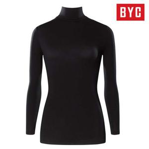BYC 보디히트 터틀넥 여자 긴팔티 DB7116 / 검정