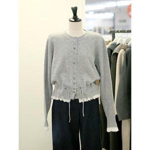 메종블랑쉬 세이브존03 밑단 레이스 포인트 라운드넥 니트 가디건 AGM254JKTB07A