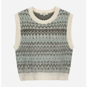 [써스데이아일랜드](T258MVT251W)자카드 라운드넥 니트 베스트