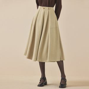 [매긴]버튼 배색 스웨이드 스커트_PBMF5W1SK8220