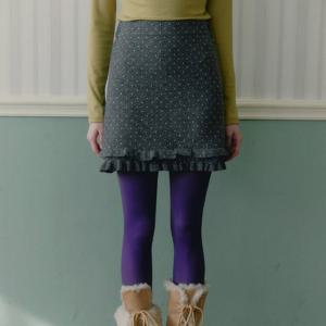 [트위]몽베 도트 프릴 니트 미니 스커트 TNKDFSK013