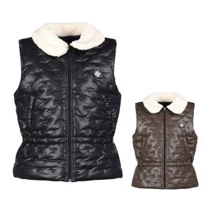 럭스골프 여성 부클 카라 페이크 레더 패딩 베스트 조끼 MW25W554W