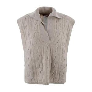 25 FW 막스마라 스튜디오 니트 울 캐시미어 폴로 베스트 베이지 2526356022600