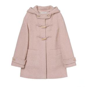 [올리브데올리브]후드넥 떡볶이단추 부클 하프코트(OW5WHB61-DG-EL)