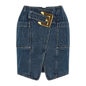 발망 프론트 스플릿 벨티드 데님 스커트 GF1LBB28DG08 6EX