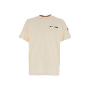 MONCLER White T Shirt with Embroidered Logo on the Front and Logo Patch on the Sleeve in Cotton Man 8C0001589AYY060