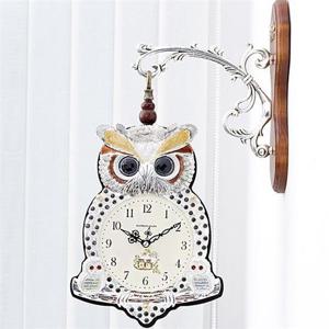 황태자 부엉이 무소음 양면시계 실버 양면벽시계 벽시계 벽걸이시계 인테리어벽시계
