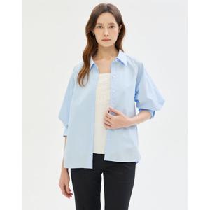 질스튜어트 뉴욕 여성 25SS 스테디셀러 블루 단색 면 긴팔블라우스 WJBL5B570B1
