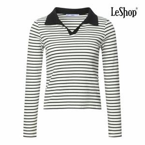 [르샵] 트임 카라넥 스트라이프 슬림 티셔츠 (BPBTS018A)