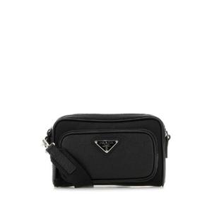 PRADA 블랙 리나일론 및 가죽 크로스바디 백 2VH1722DMH F0002