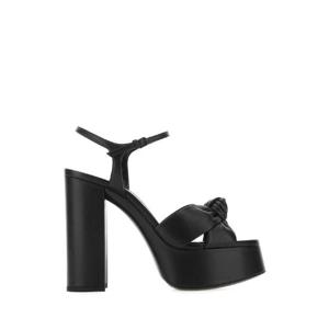 SAINT LAURENT 블랙 레더 비앙카 85 샌들 6067131N800 1000