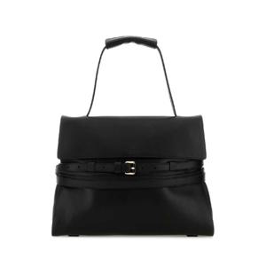 MOSCHINO Black leather medium Tie Me handbag MC4162PP0NOA0 000