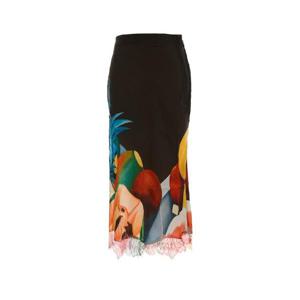 DONDE ESTEBAN SALPICON SILK LONG SKIRT D2SK06B BROWNMULTI