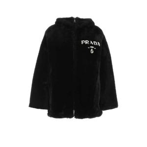 PRADA 블랙 리버서블 모피 코트 58A0671Y7Q F0002