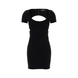 DSQUARED Black stretch wool blend mini dress S75CV0934S41343 900