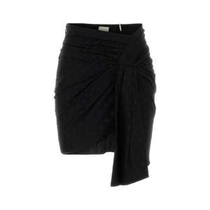 ISABEL MARANT Printed stretch silk Ovia skirt JU0422FAC4J04I 01BK