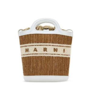 MARNI 투톤 라피아 amp 가죽 트로피칼리아 버킷 백 SCMP0056L5P7945 ZO822