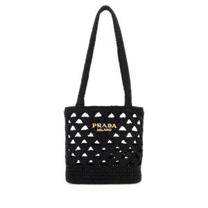 PRADA 검은 밀짚 핸드백 1BG4942M2T F0ES7