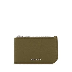 ALEXANDER MCQUEEN Army green leather card holder 8135461VDCC 3217