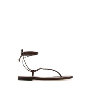 GIANVITO ROSSI Brown nappa leather Gwyneth thong sandals G3171405CUONAP BROW