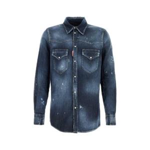 DSQUARED Stretch denim Fashion Western shirt S74DM0935S30341 470
