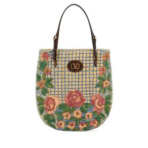 VALENTINO GARAVANI Embroidered raffia VLogo Signature shoulder bag 7W2B0S05CSD B9Z