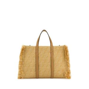 FENDI Embroidered canvas raffia Summer shopping bag 8BH435AV23 F17A1