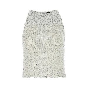 LOEWE PAULAS IBIZA Embellished cotton blend Paula s Ibiza top S616Y55K26 WHITE