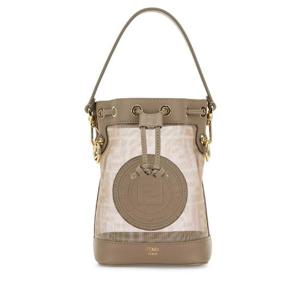 FENDI Dove grey mesh mini Mon Tresor bucket bag 8BS093AUS7 F1SN7