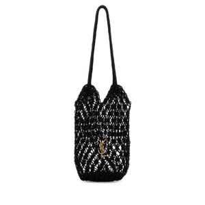 SAINT LAURENT Black mesh large Cassandre bucket bag 841473GAAFU 1000