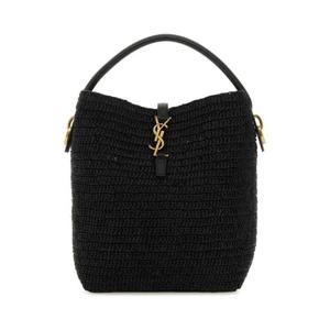 SAINT LAURENT 블랙 라피아 Le 37 버킷 백 773991GAAEC 1000