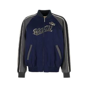 MARNI Navy blue satin bomber jacket JUMU0193QSTV792 00B94