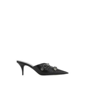 BALENCIAGA 블랙 가죽 카골 뮬 714253WAD4E 1081
