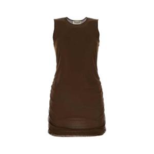 SAINT LAURENT Chocolate tulle mini dress 779419Y4C07 2360