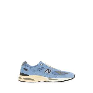 NEW BALANCE Light blue suede and mesh 991V2 sneakers U991BV2 SKYBLUE