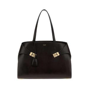 SALVATORE FERRAGAMO Dark brown Hug shopping bag 241813787661 BLACK