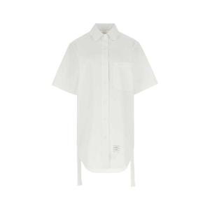 THOM BROWNE 화이트 포플린 셔츠 미니 드레스 FDSD91AF0184 100
