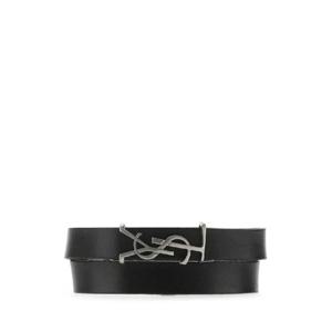 SAINT LAURENT 블랙 가죽 팔찌 7087950IH0E 1000