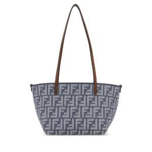 FENDI Embroidered denim small Roll reversible shopping bag 8BH424AUT4 F1SXQ