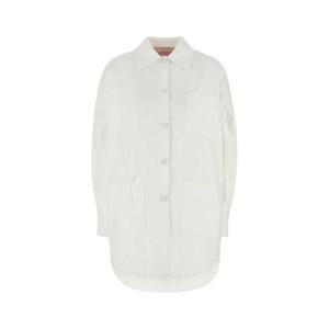 VALENTINO GARAVANI White cotton blend oversize jacket 4B0CJ3F075Y 0BO