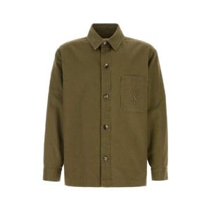 SAINT LAURENT Army green cotton blend shirt 838697Y253W 3530