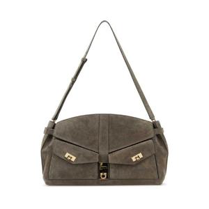 SALVATORE FERRAGAMO Grey suede shoulder bag 219983784188 CONCRETE