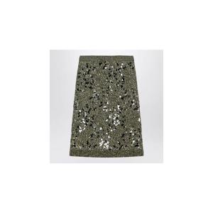 GUCCI 다크 그린 비스코스와 트위드 블렌드 스커트 773003XKEEKXHGUC-3254