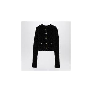 BALENCIAGA 블랙 코튼 블렌드 트위드 크롭 카디건 793604T3328XHBALEN-1000