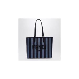 FENDI Blue striped fabric shopper bag with logo 7VA610ARMGXGFENDI-F1PG7