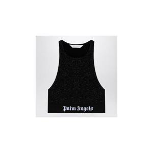 PALM ANGELS 비스코스 블렌드 소재의 블랙 루렉스 탑 PWHT001F24KNI001XHPALMA-1010