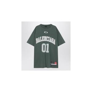 BALENCIAGA Dark green light grey oversized basketball T shirt 850353TTVG2XLBALEN-6399
