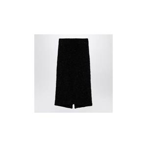BALENCIAGA 블랙 트위드 미디 스커트 793601T3328XHBALEN-1000